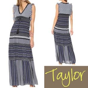 TAYLOR Navy & White Tiered Maxi